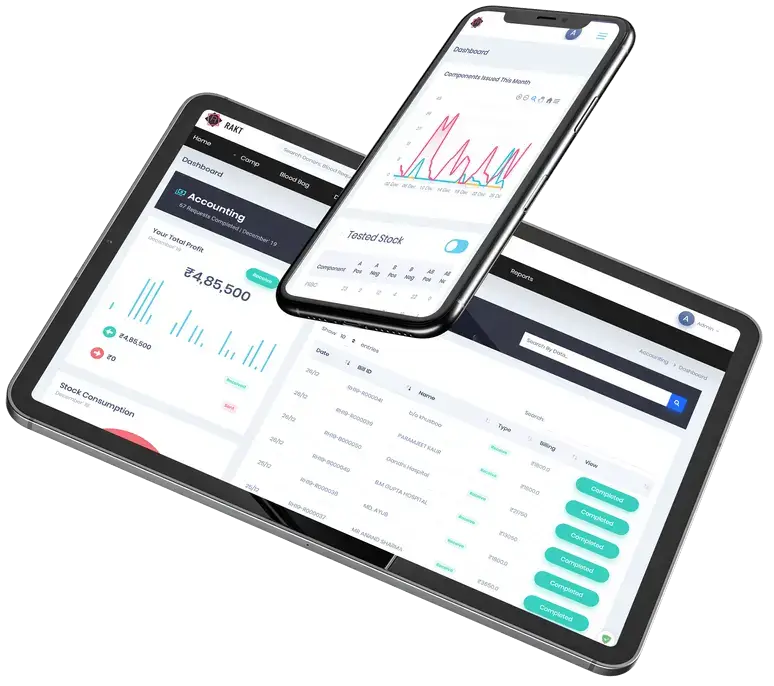 Rakt blood bank software automatically sends blood reports, feedback forms, donor card, patient's invoice